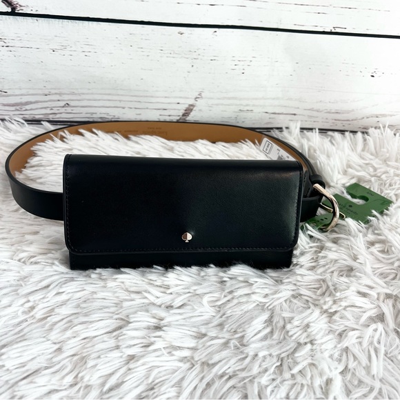 kate spade Handbags - Kate Spade Black Leather Belt Bag with spade Detail NWT